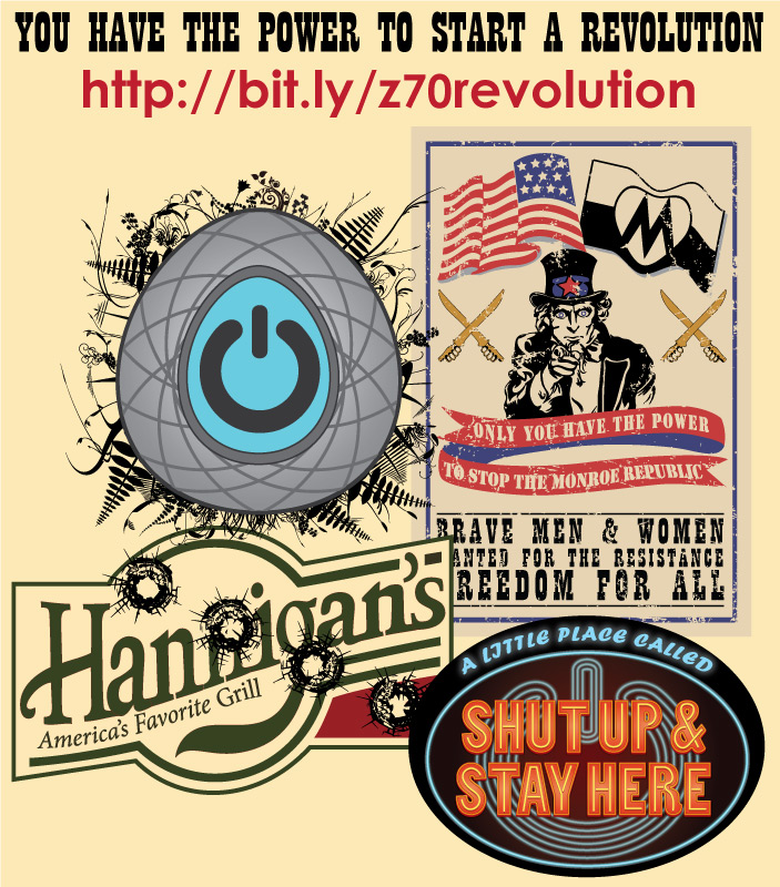 Some designs from the TV show revolution available to purchase on Cafepress under their official licence