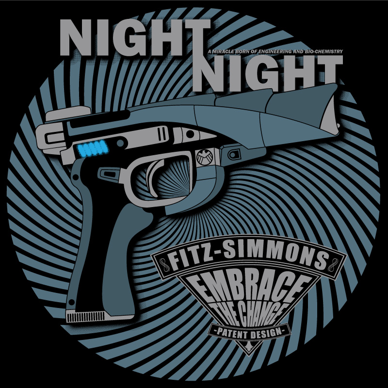 Agents of S.H.E.I.L.D. Fitz and Simmons Night Night Gun t-shirt design